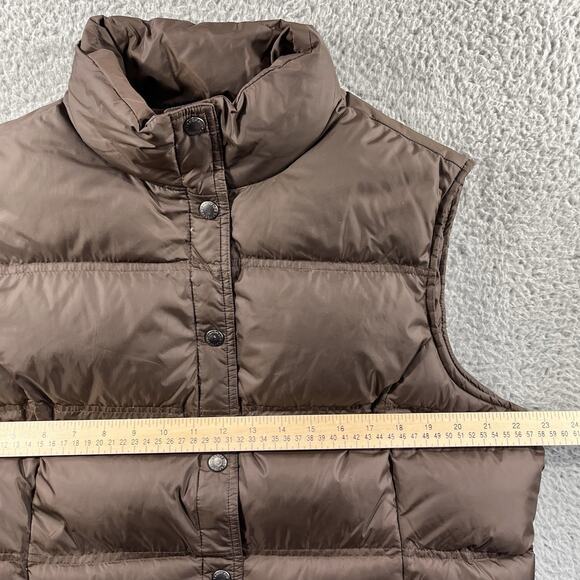 LANDS END PUFFER VEST WOMENS XL BROWN GOOSE DOWN FULL ZIP OUTDOOR HIKING CAMPING - Picture 4 of 7